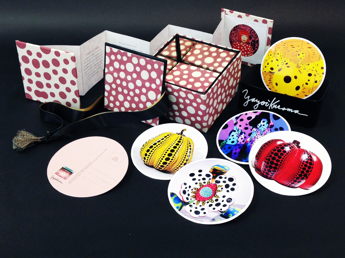 Yayoi Kusama packaging design postcards polka dot queen infinity box handcraft