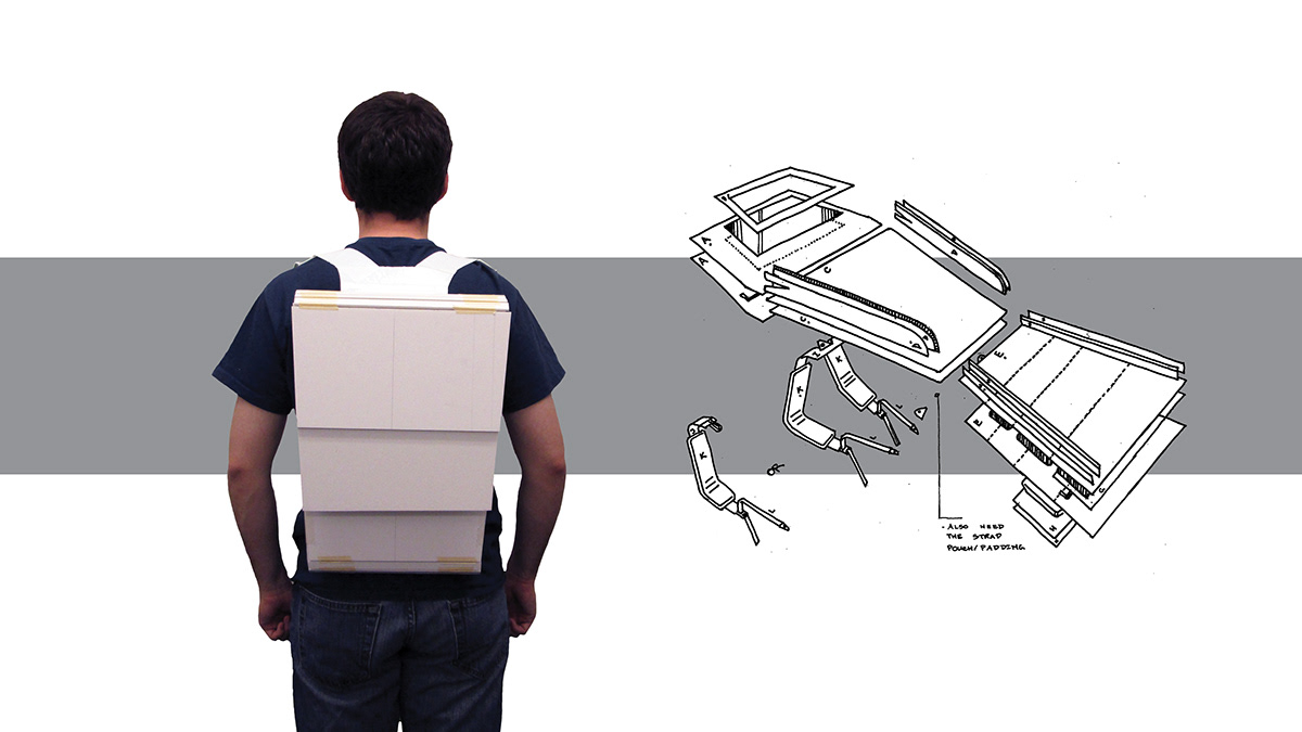 soft goods backpack mobile working design research product development