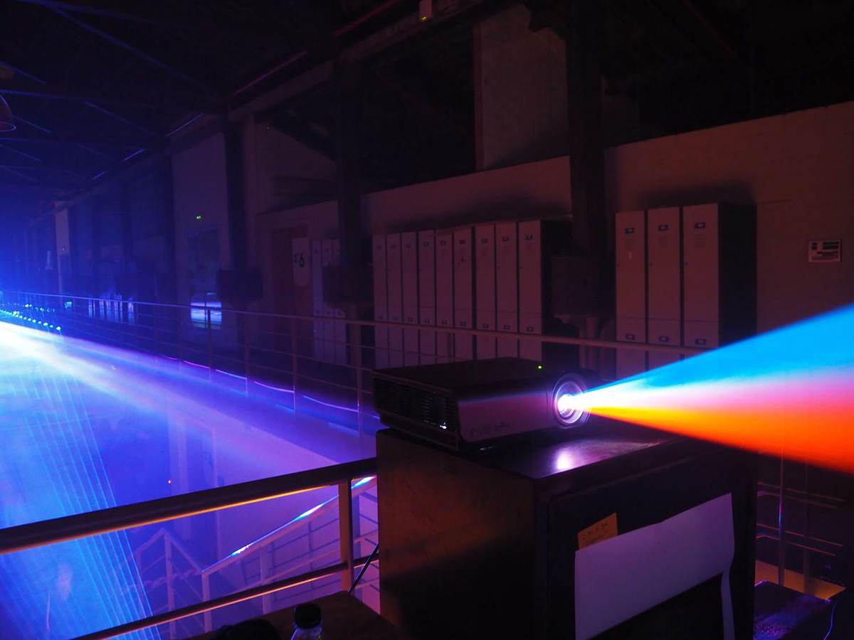 Arduino creative coding Exhibition  installation interactive laser light neon vaporwave
