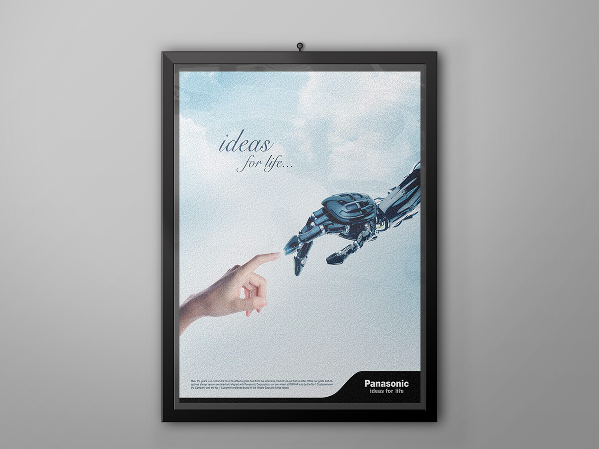 panasonic robot ideas for life blue hand future Electronics SKY cloud dubai Icon ads tablet box Samsung