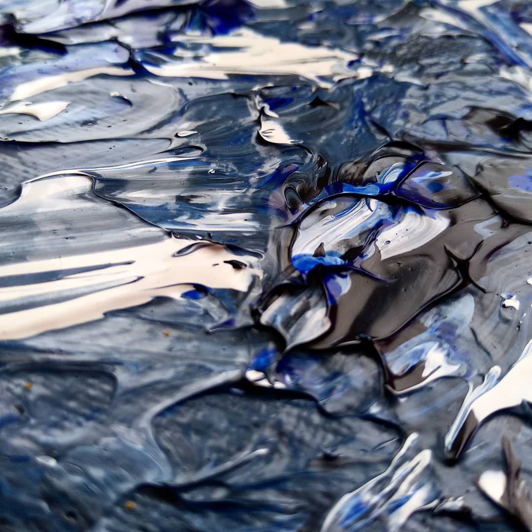 sea blue black White acrylic paints improvisation photo