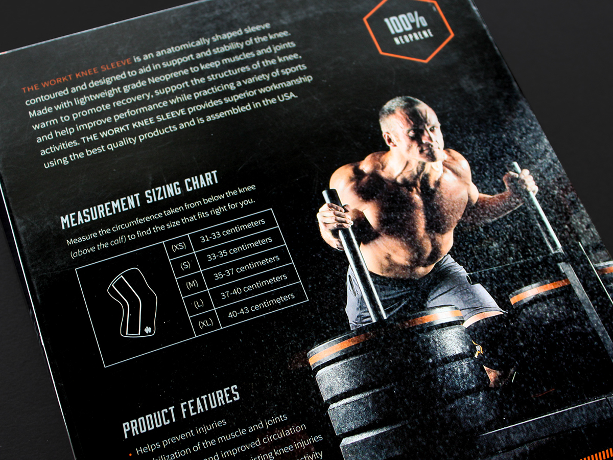 Adobe Portfolio knee sleeve box neoprene athlete athletic exercise shipping compression logo product design