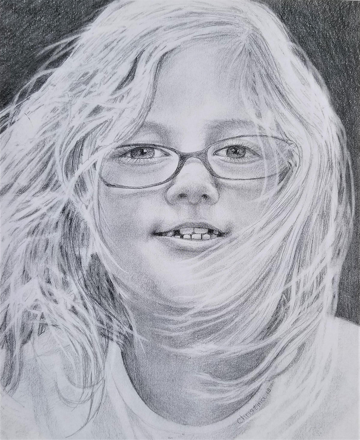 portraits children face pencil