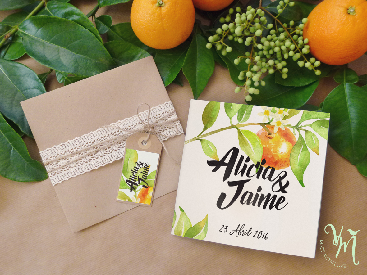 oranges wedding invitations vintage Retro lace Kraft