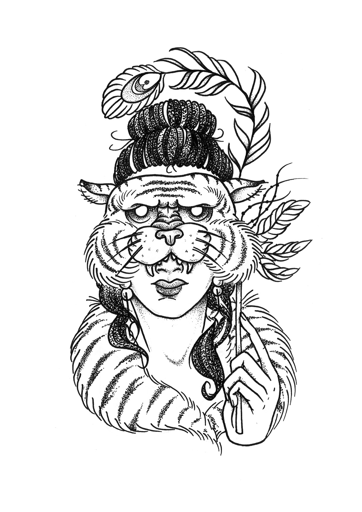 mask Pointillism dot Carnaval Burlesque animal owl butterfly tiger