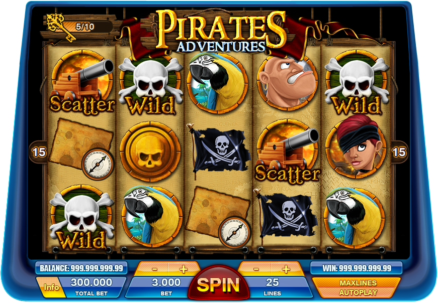 pirates slot adventures game Popup coin gold treasure