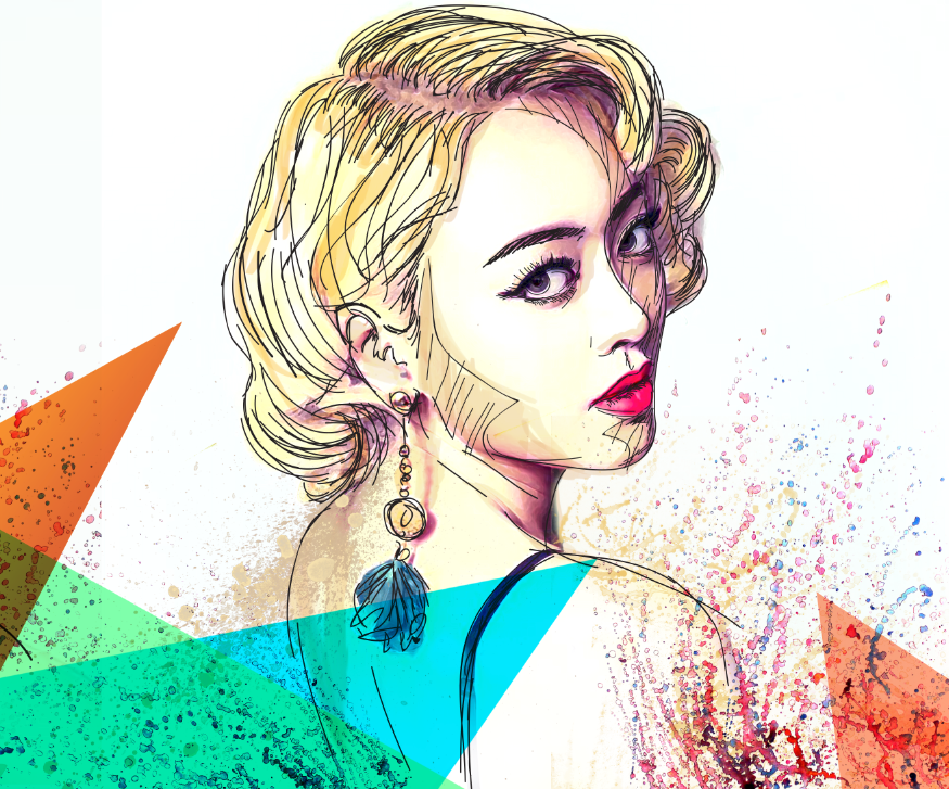 spica kpop korean band portrait paint watercolor splash vector art artwork