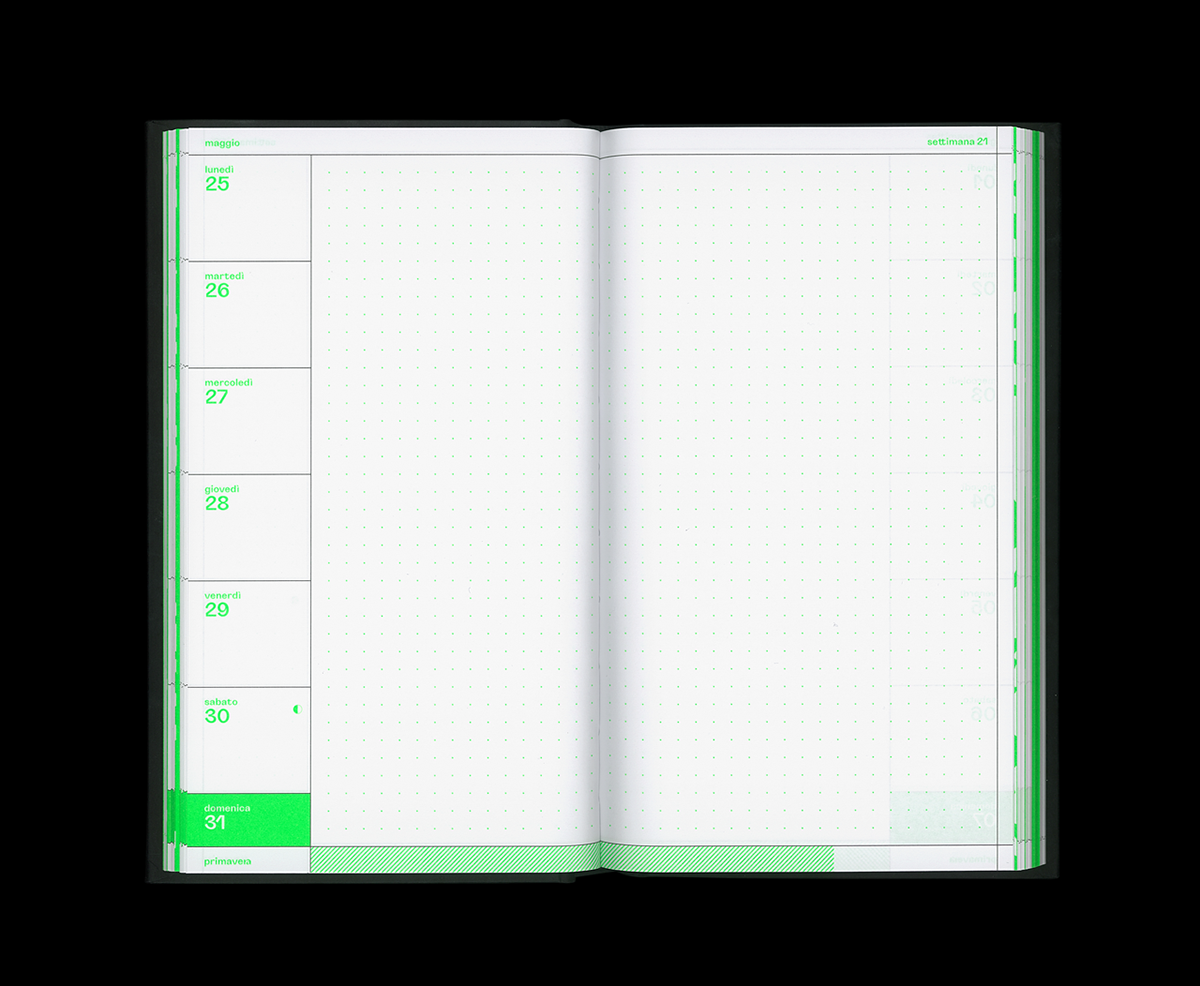 editorial typography   Kinetic Type Diary grid design pantone 2020s fluo season