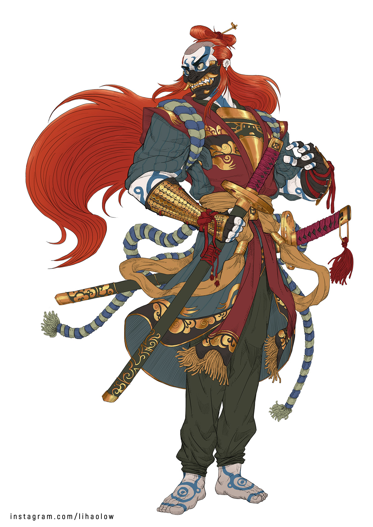 kabuki Character design idea fantasy art painting   samurai japan