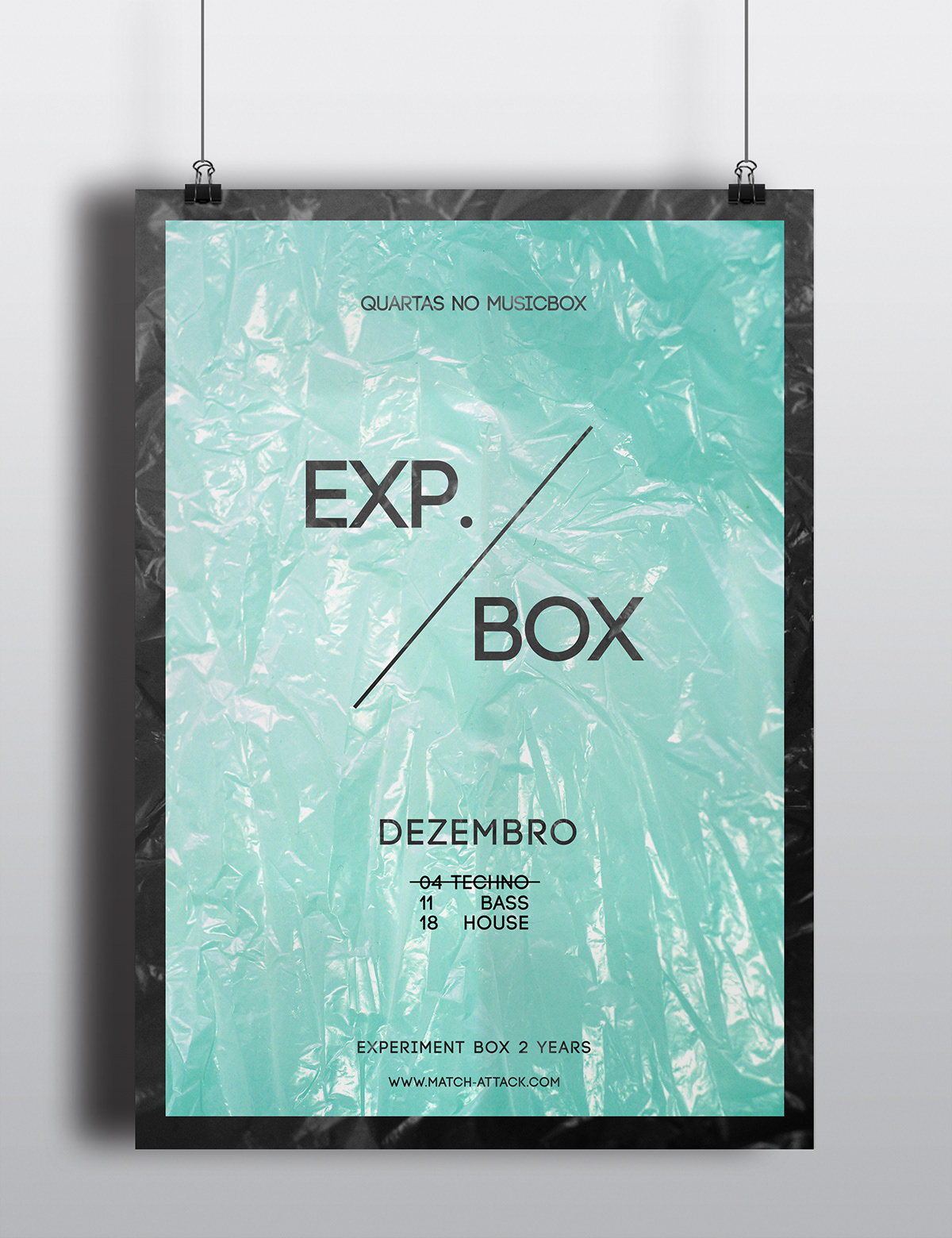Experiment Box MusicBox Lisbon party poster Black&white plastic minimal