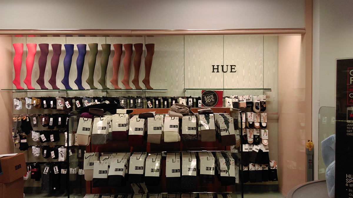 hue tights research Retail Display Macy's