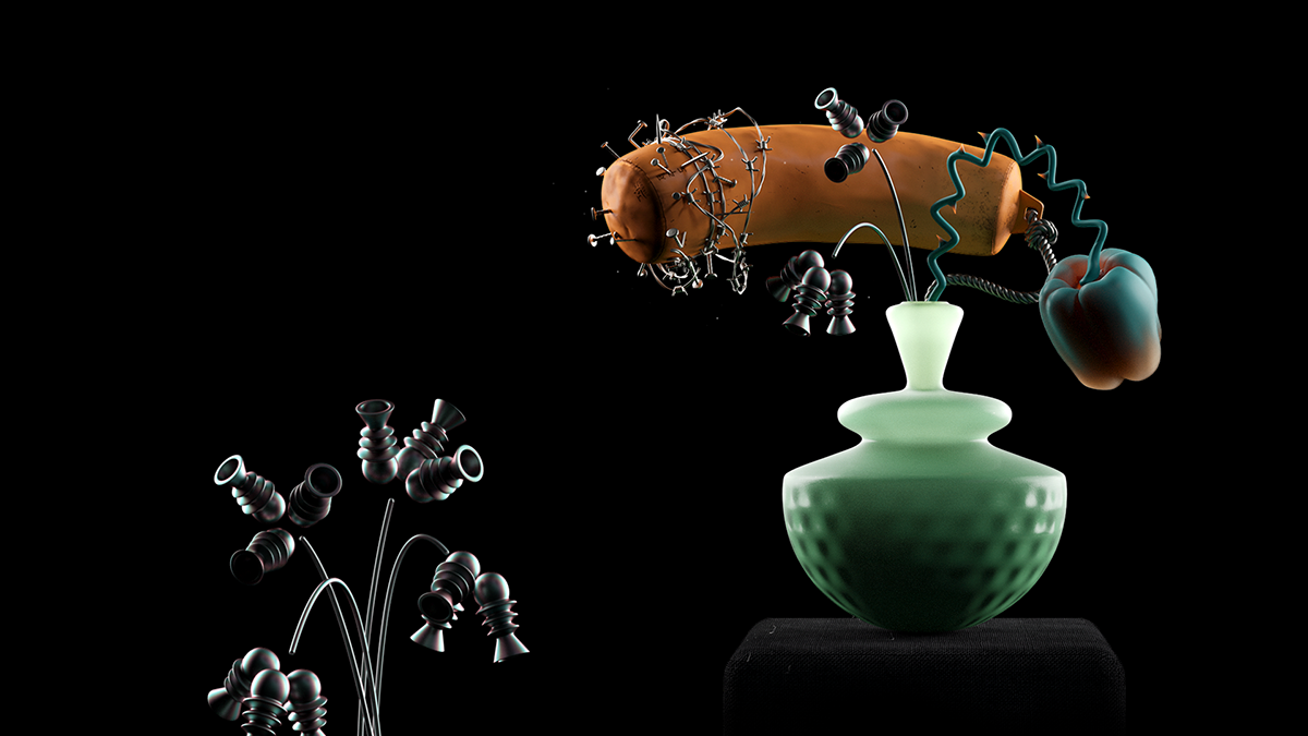 garden animation  3D art Flowers vases Real Unreal cinema4d