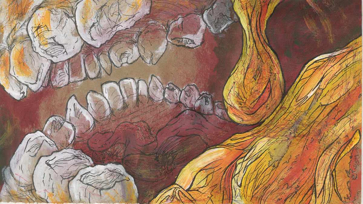 anatomy Mouth surreal landscape ink