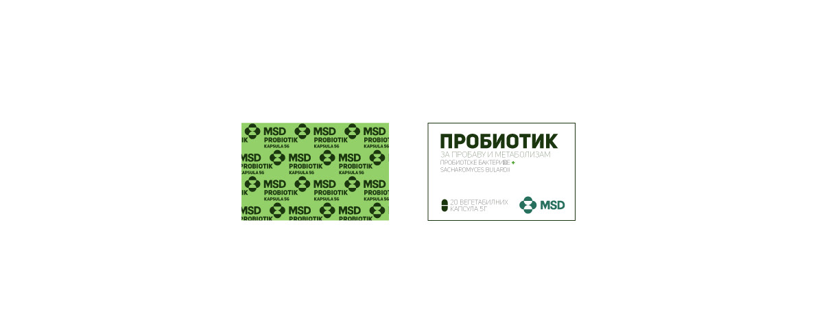 probiotic medicine Merck & Co green branding  Packaging