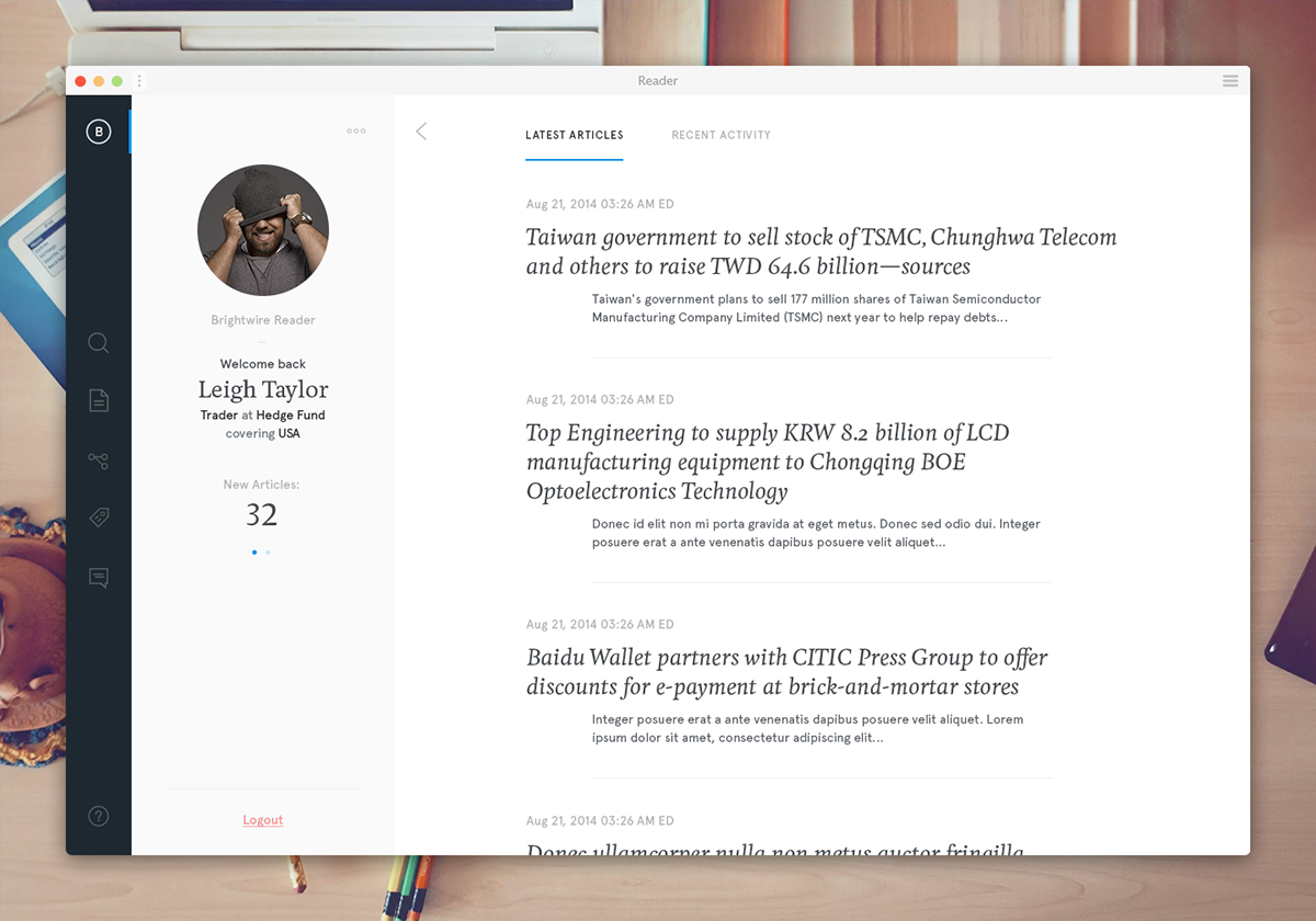 brand Web UI ux user interface Platform news financial copy purpose readers writers design