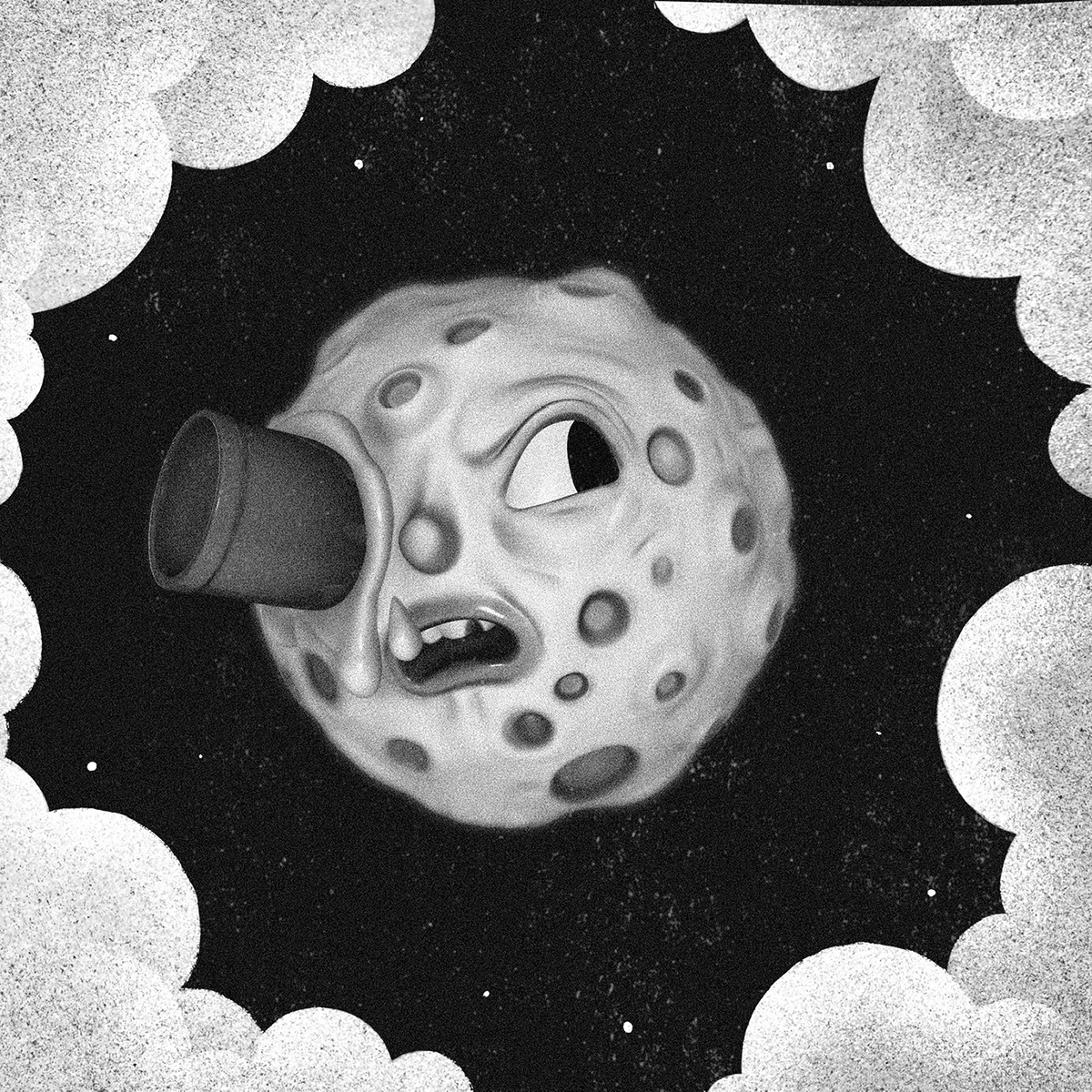 animation  moon 3D illustration Retro sci-fi vintage aesthetics