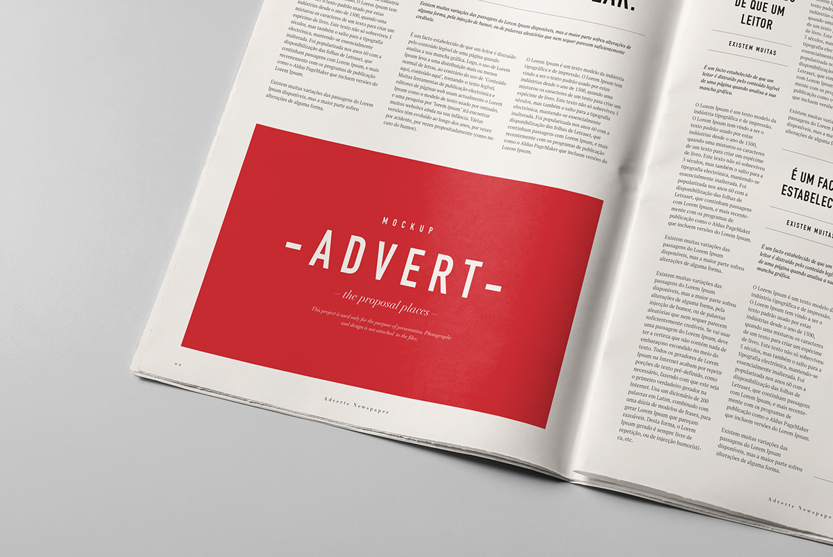 ad advert adverts horizontal mock mock-up news newspaper Newspaper Mockup photoshop press projects psd Smart object