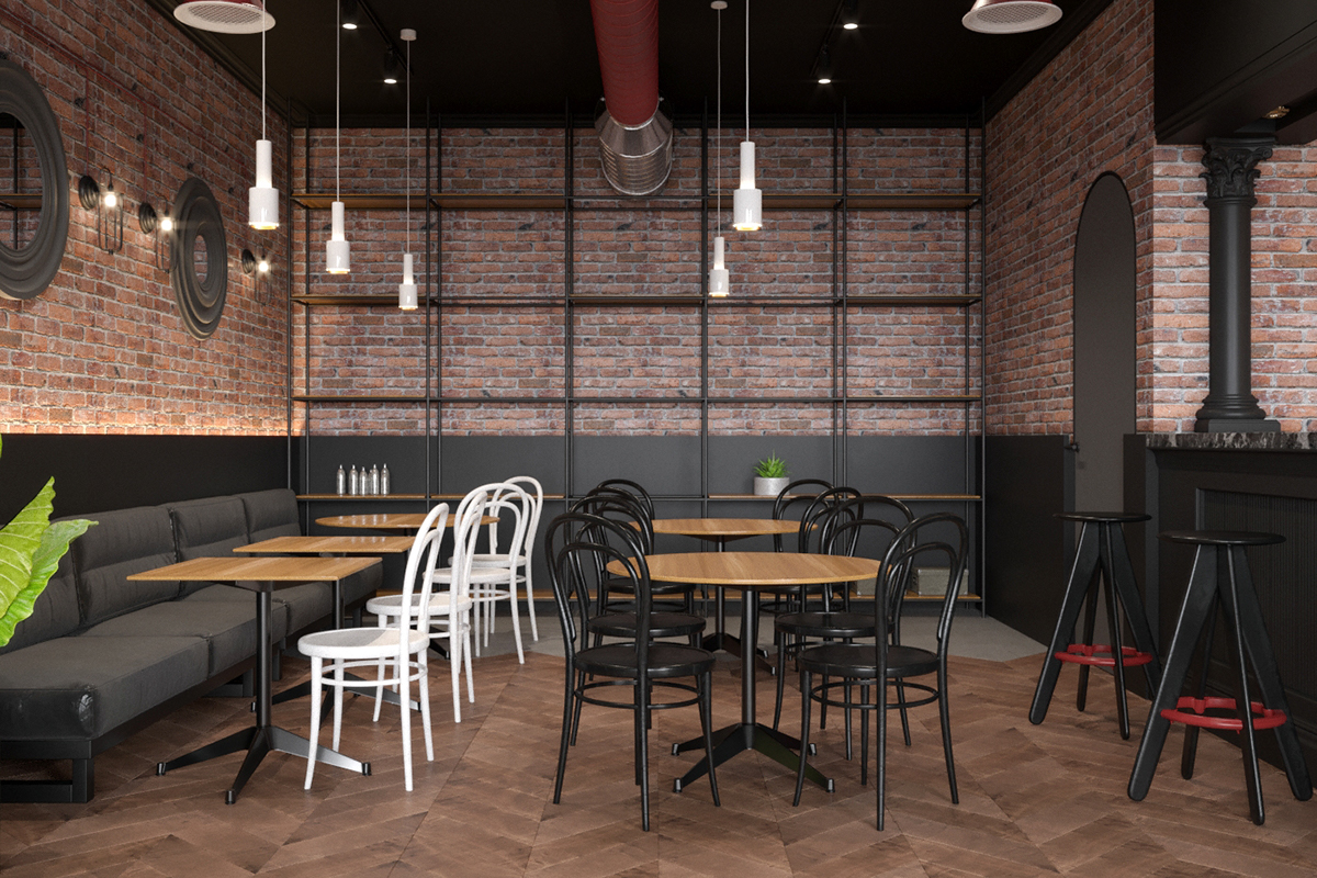 cafe restaurant modern Classic 3D black Interior