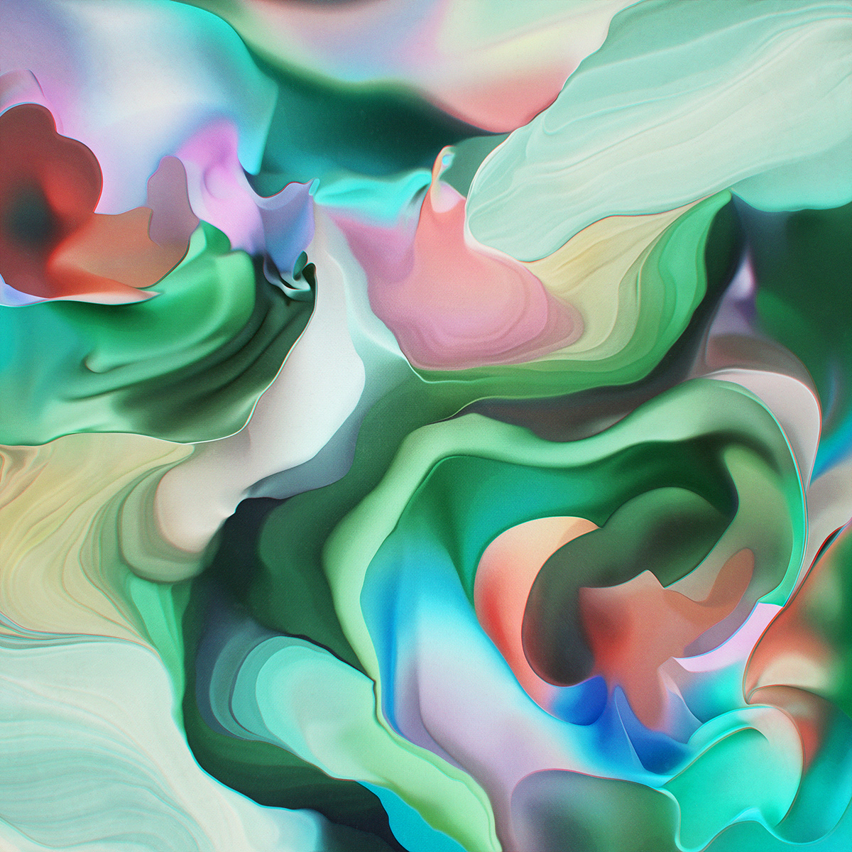 Liquid blend abstract acrylic paint mixing neon print viscosity wet