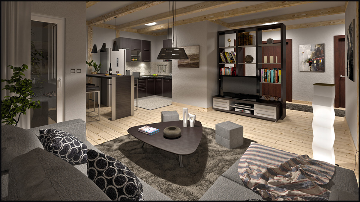 Interior visualization furniture kitchen kitchen design living room