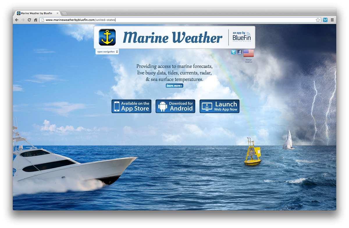 marine  weather app design bluefin Website webapp