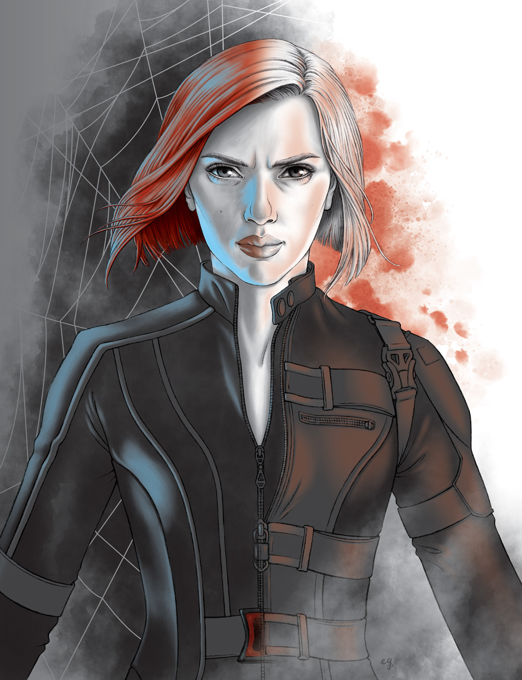 Editorial illustration featuring Black Widow for the Avengers: Infinity War...