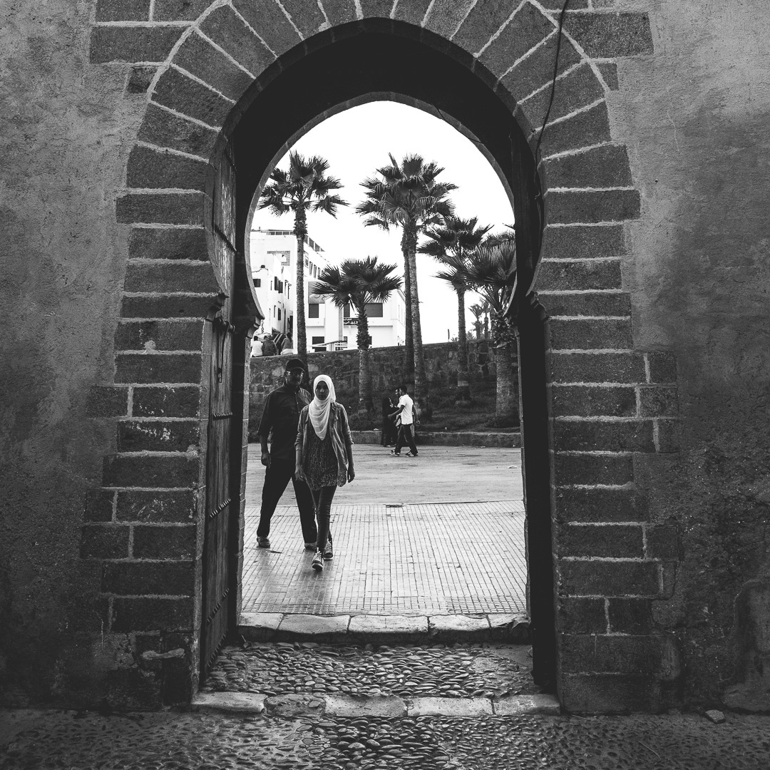 Street life black & white Morocco processed dark light contrast