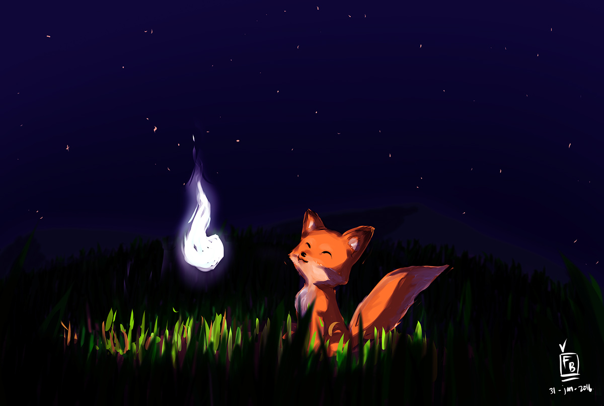 FOX animal cartoon digital cute star light art