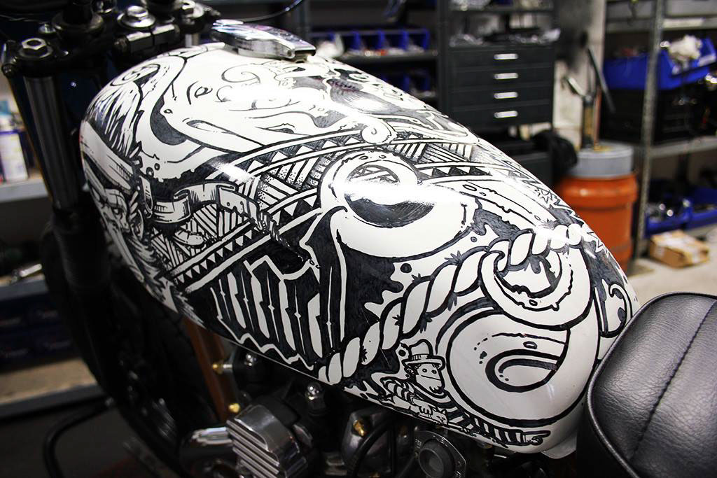 fuel tank motorcycle custom bikes Collaboration markers yahama X650 Cool Kid Customs Wall Dizzy