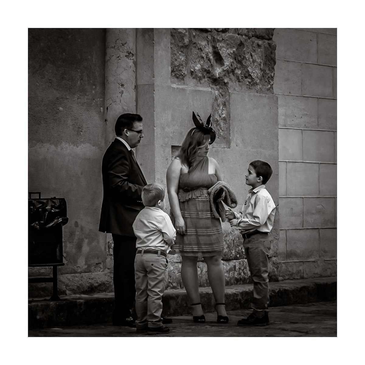 andalusia cordoba family spain b&w Black&white children old building old town people