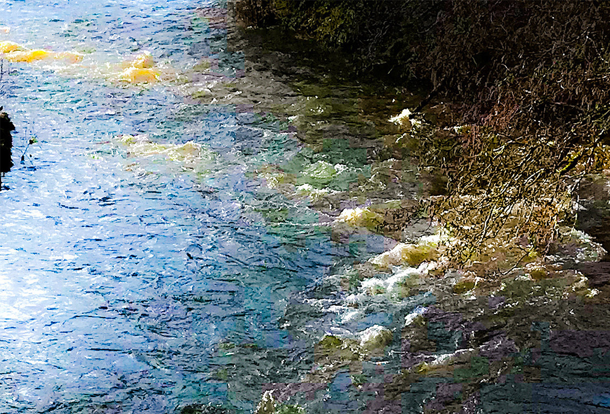 wales confluence surface painterly mood Cammarch Irfon play of light waters