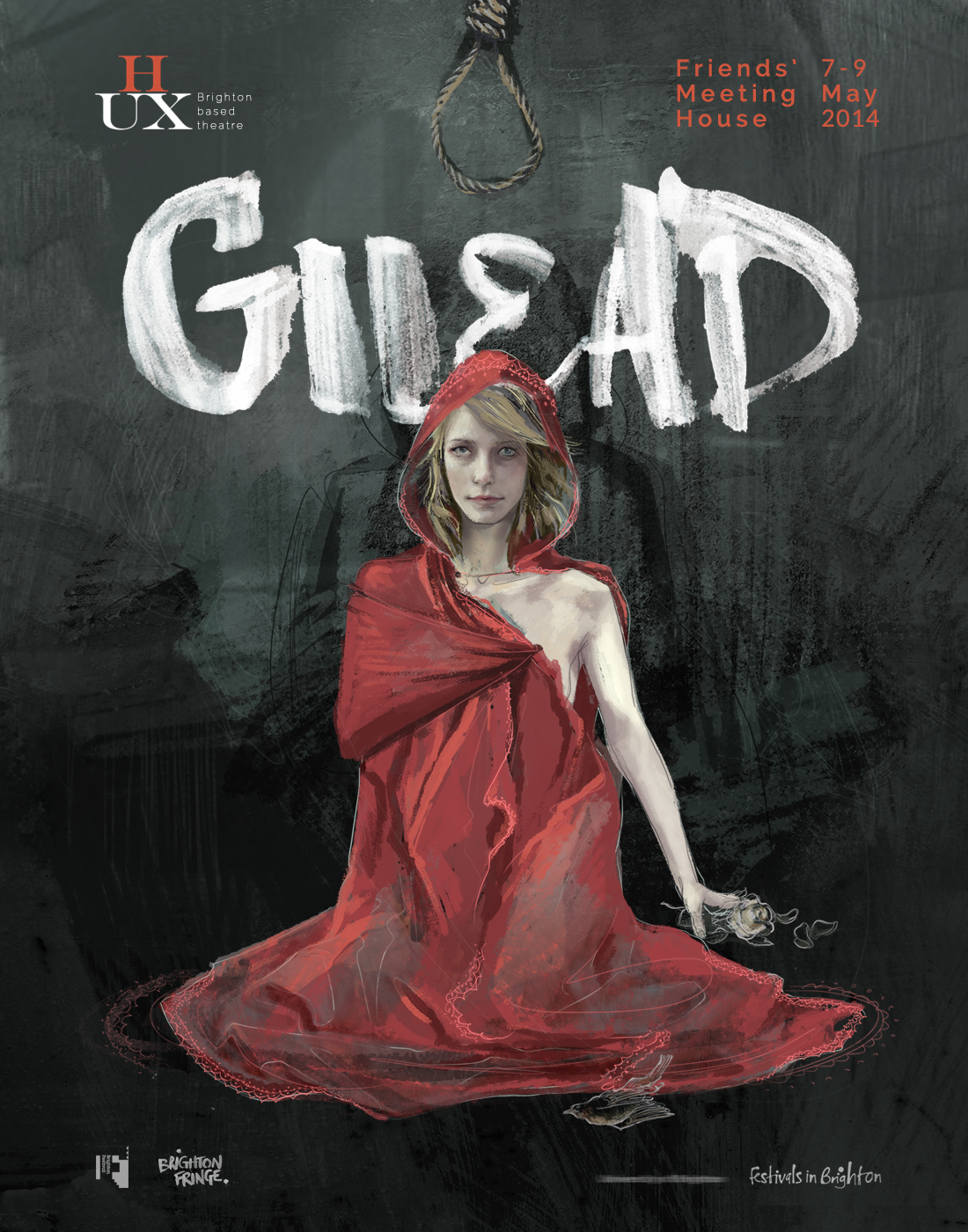 Gilead handmaids tale  Margaret Atwood  poster Theatre drama Illustrator woman cloak Beautiful hood red