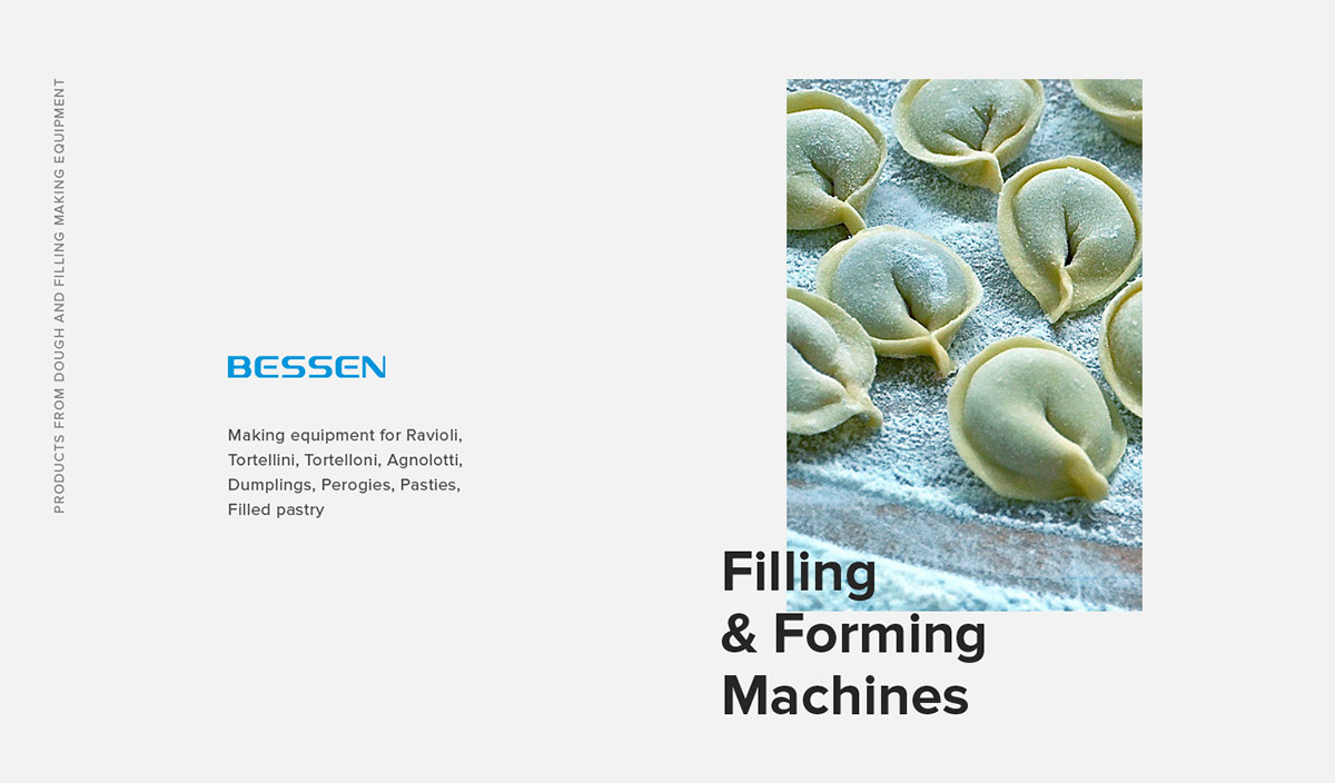 blue interface bessen prototype wireframes elegant Dough Products Filling Equipment b2b forming machines asymmetry