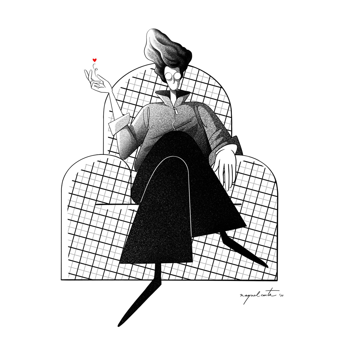 black and white Character design  concept art Editorial Illustration fashion illustration grainy minimalistic Stylization stylized character texture