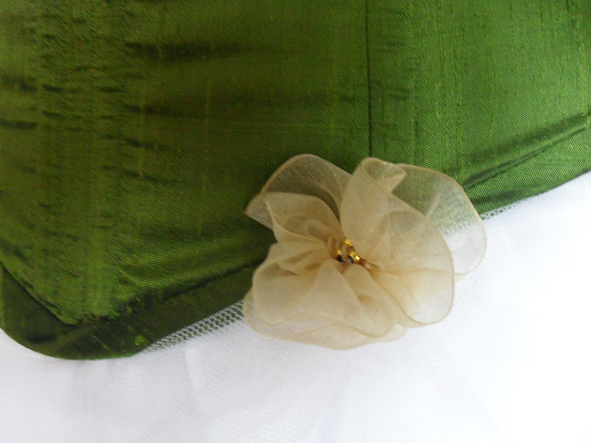 green pixie corset underbust Flowers ribbon ladybird slip spring handmade White