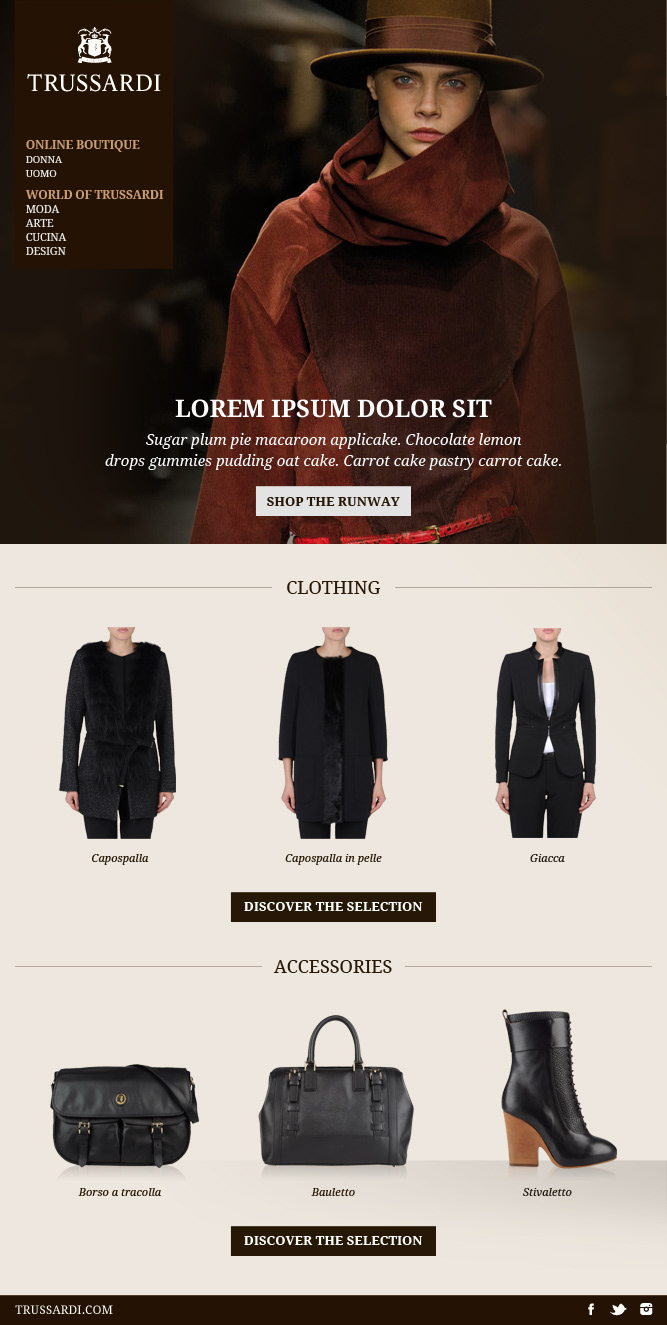 Trussardi template newsletter shop online store Items product ADV campaign sale