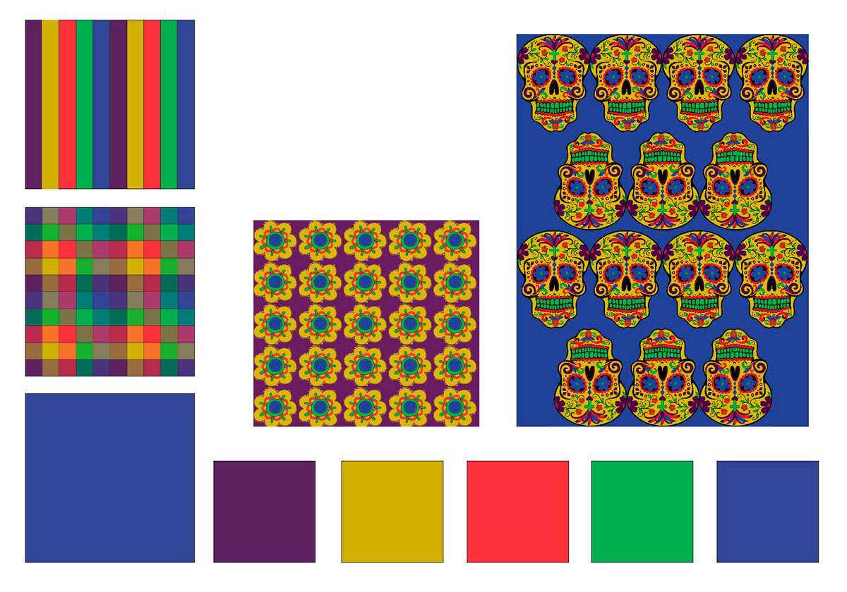 design color print pattern moniprint skull colorful