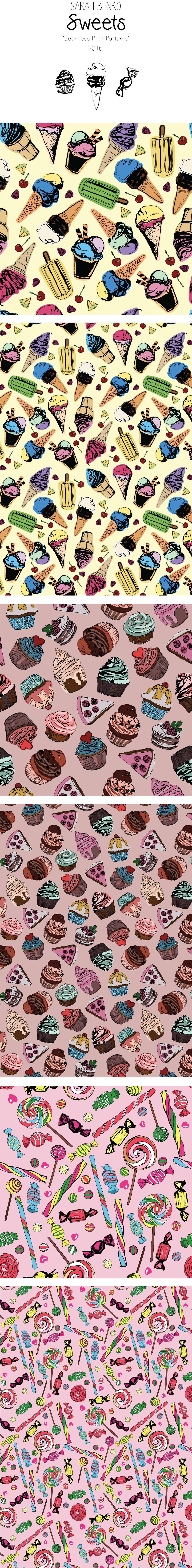 Sweets cupcake pattern icecream Lolypop cake biscuit sugar pink