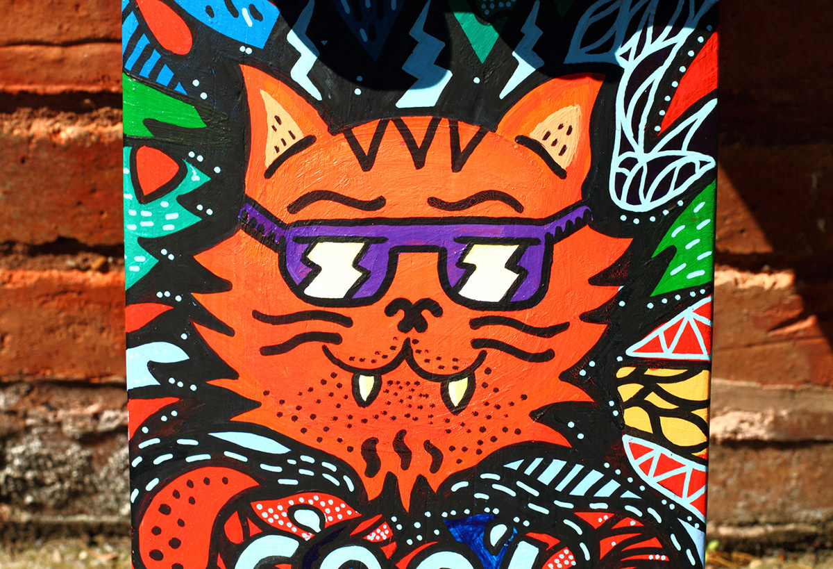 cool cats club skateboard type Character SKATEBOARD DESIGN Board pattern colour photo