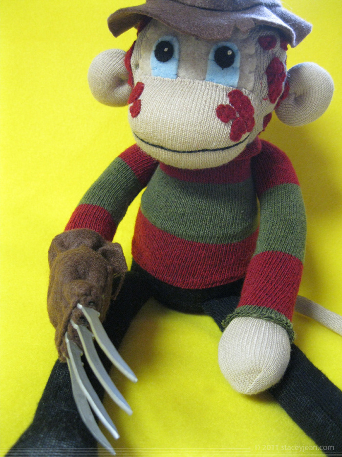 freddy krueger  sock monkey doll plush