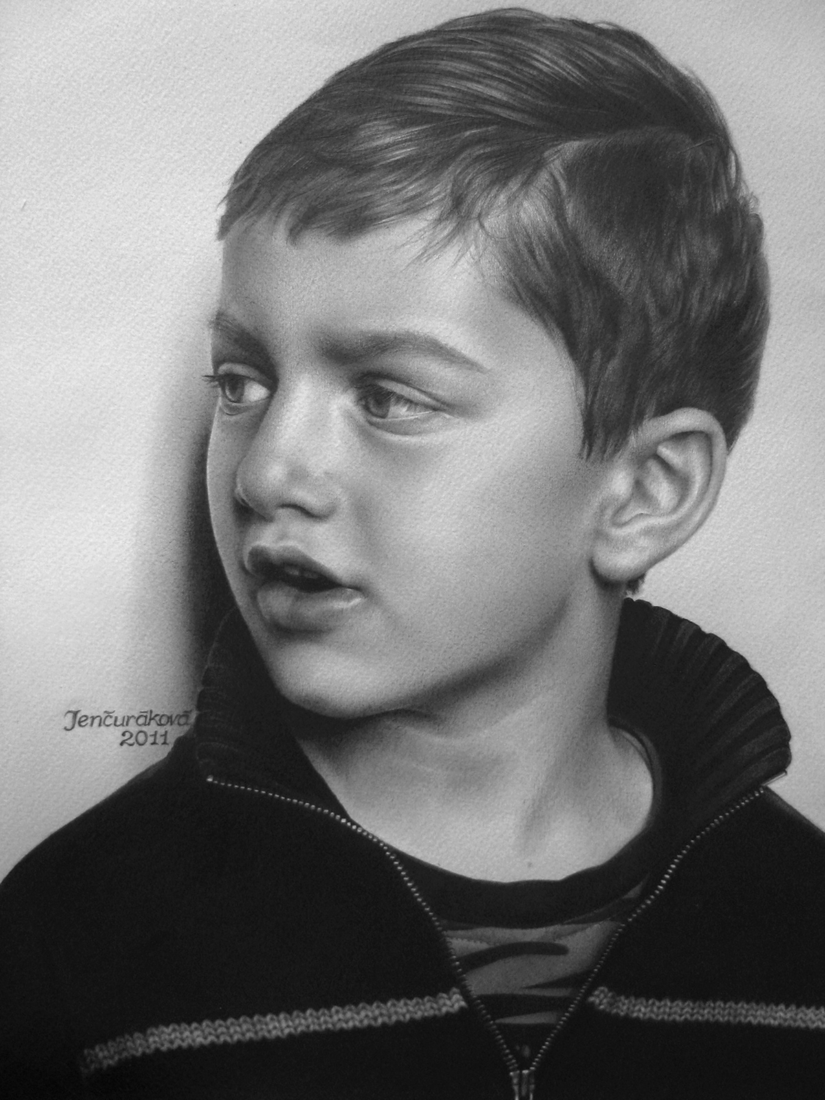 pencil  portrait  portraits  watercolor paper  child  children  man  tie black and white
