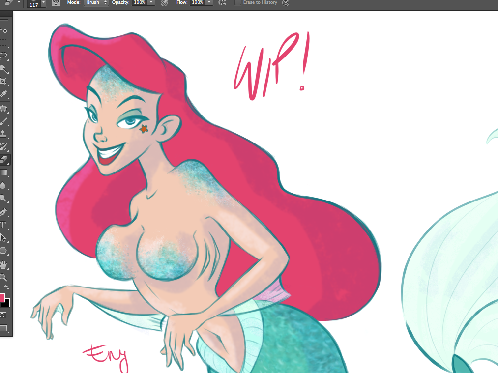 photoshop sketch work in progress wip disney little mermaid mermaid ARIEL