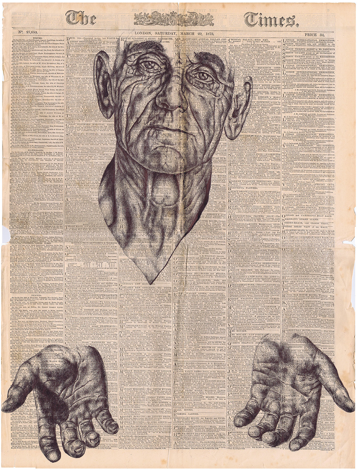 bic biro ballpoint pen art mark powell vintage newspaper