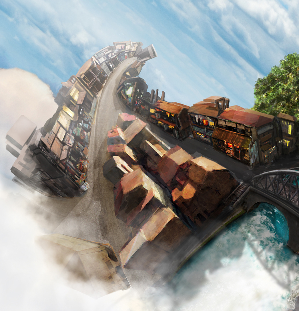 concept art flying city flying world cloud Castle photoshop