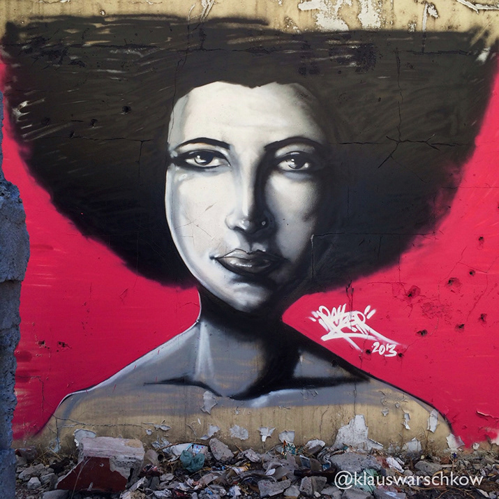 abandoned building afro african Mural woman spraypaint Spraycan