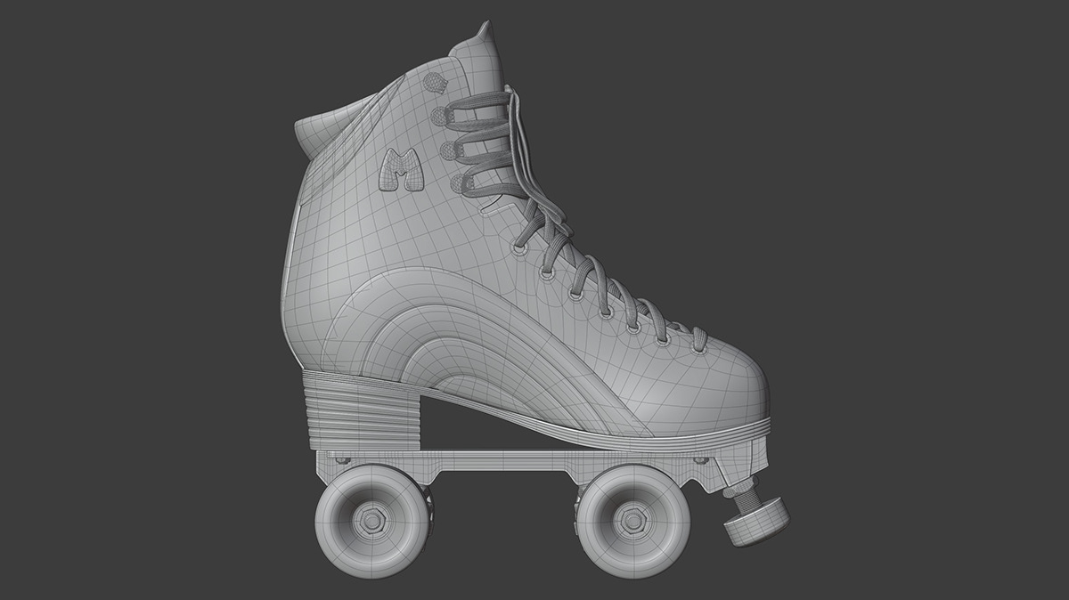 3D blender cycles model Moxi rainbow Render rider roller skates