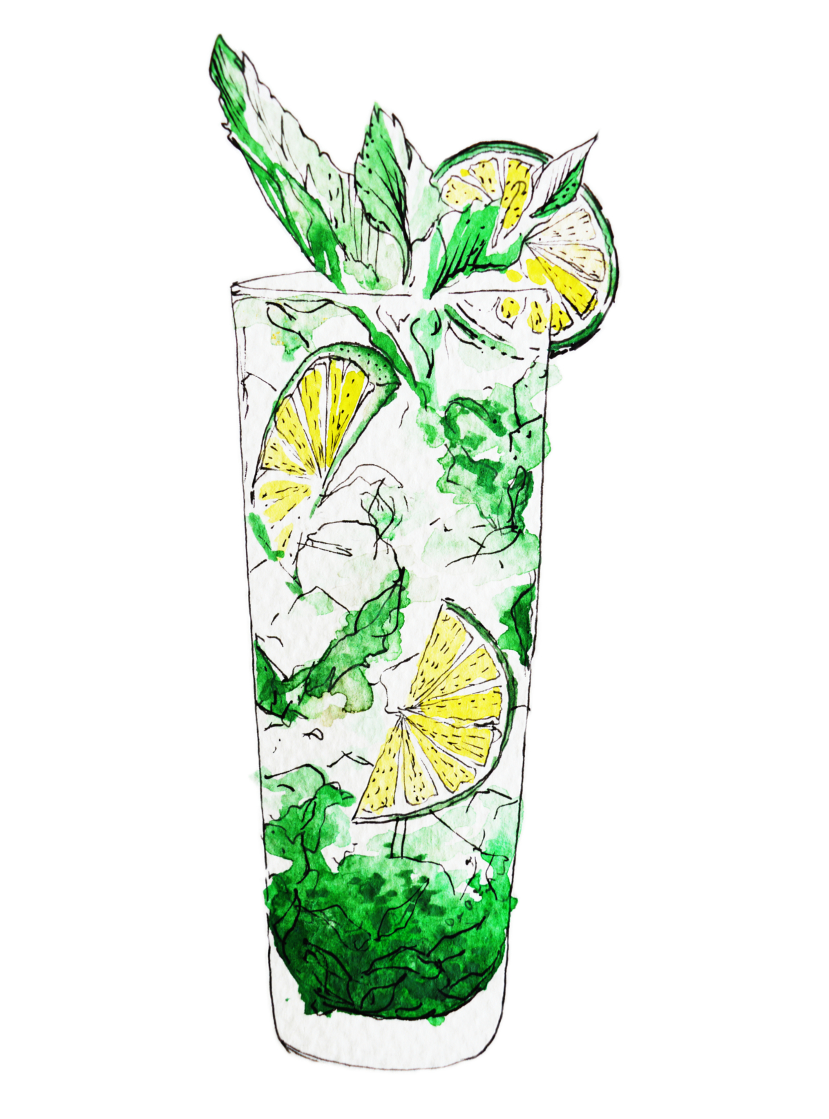 cocktail drinks summer decor watercolor watercolour creative pattern design alcohol bar kitchen art Martini mojito