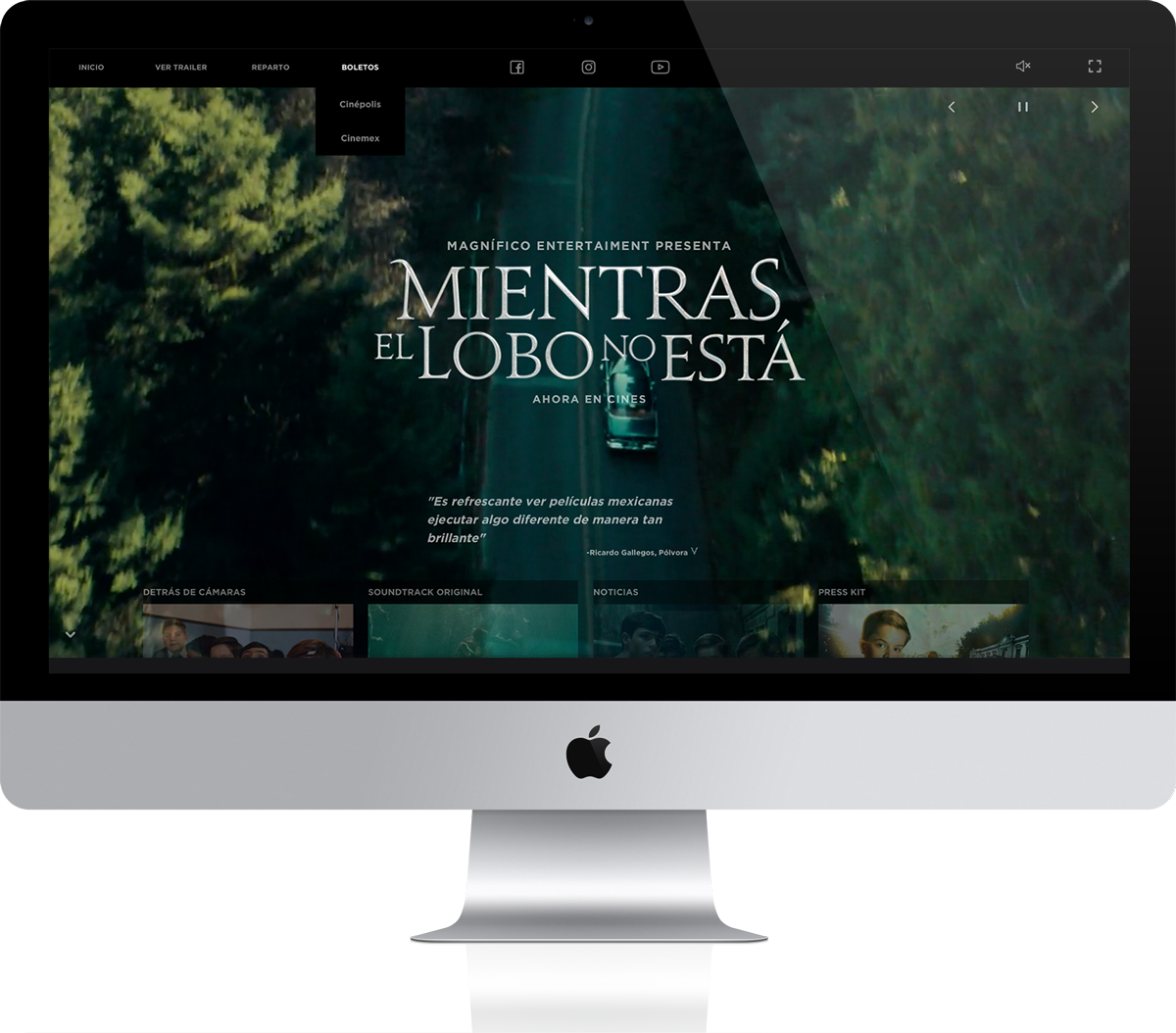lobo no está mientras el lobo full screen Video Render Web Design  green movie trailer web render MEXICAN WEB DESIGN diseño mexicano