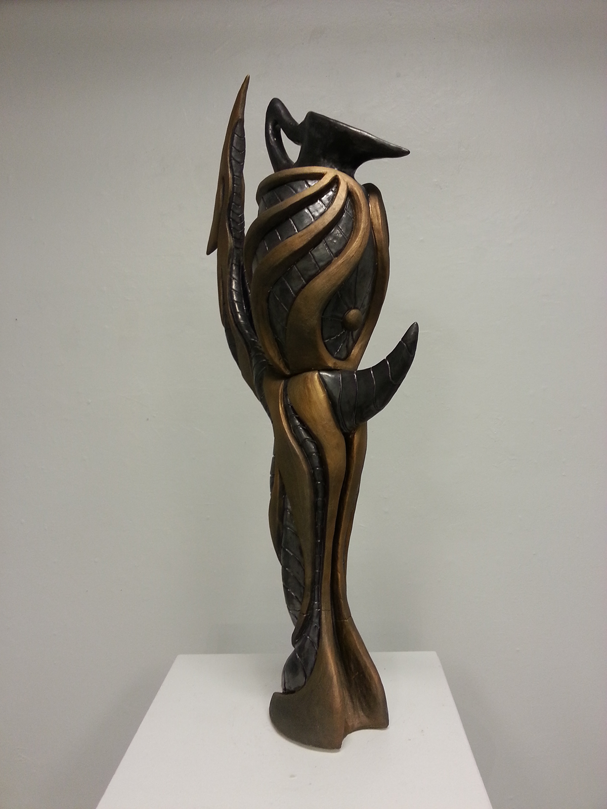 sculpture ceramic bird snake vessel SAIC