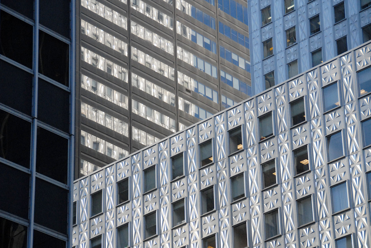 New York Manhattan windows facades buildings houses frames water towers Aerial